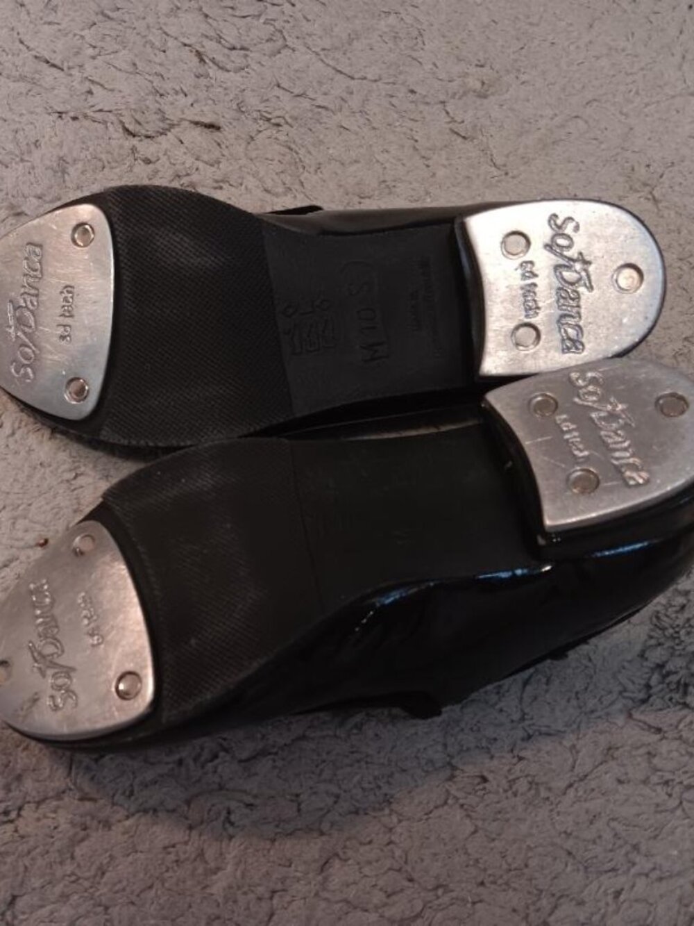 So Danca Black Patent Leather Tap Shoes Girls Size 10